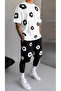 "Men's White T-Shirt with Black Floral Pattern Oversized Shorts Set"