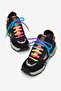 Women's Black Comfortable Fit Colorful Rubber Lace-Up Sneaker - 2