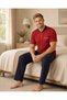 Men's Burgundy Crew Neck 3-Button Chest Pocket Seasonal Cotton Lycra Short Sleeve Pocket Pajama Set - 7