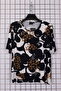 Women's Plus Size Lycra Crew Neck Mix Pattern Short Sleeve Mom T-Shirt Combed Cotton Blouse - 2
