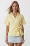 Women's Yellow Double-Breasted Collar Bow Tie Woven Shirt Alc-X15538 - 3