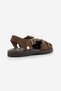 Women's Genuine Leather Ankle Strap Buckle Closed Front Striped Casual Sandals Vesola Brown Suede - 7
