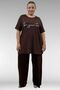 68504 Plus Size Kısakol Printed Combed Cotton Tunic - Brown