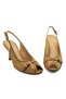 Straw Textured Stiletto Women's Shoes 894 Cammello - 4