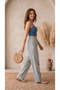 Women's Gray High Waist Palazzo Linen Muslin Pants Wide Leg - 5