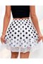 Women's Elastic Waist Lace Detailed Sandy Fabric Polka Dot Mini Skirt Length 45 cm - 5