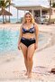 Women's Black Plus Size Baroque Patterned High Waist Gathering Bikini Set Hzl26S-Lc6138-2 - 2