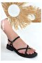 Women's Gold Buckle Ankle Strap Cross-Strap Summer Sandals - 3