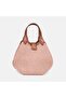 Women's Salmon Leather Detailed Straw Handbag - 2