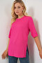 4332 Knitted T-Shirt with Side Slits - Fuchsia - 5