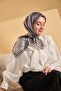 Twill Silk Geo Scarf Gray 90X90 - 3