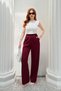 Women's Burgundy Button Detailed Elastic Waist Palazzo Trousers Nj164 - 5