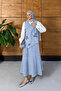 Women's Beaded Embroidered Flowy Vest Skirt Denim Set - 2