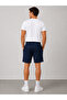 Men's Navy Blue Basic Shorts Elastic Waist Comfortable Cut Casual Sports Shorts - 3