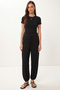 Soft Textured Cashmere Top and Bottom Set Lfw0026 Black