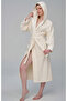 Women's Hooded Collar Pyramid Bamboo Cotton Soft Absorbent Luxury Bathrobe - 3
