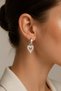 316L Steel Silver Color Heart Model Butterfly Embroidered Women's Earrings - 2