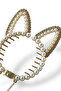Gold Color Rabbit Figured Pearl Detailed Hanging Bun Buckle - 3