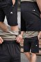 Men's Black Riveted Pocketed Elastic Waist Drawstring Combed Cotton Comfortable Above Knee Shorts 26Esrth373 - 5