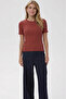 Organic Cotton Tile Women's Ribbed T-Shirt with Stitching Detail - 5