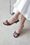 Owen Women's Heeled Satin Sandals Brown Polka Dot