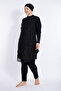 Plus Size Leopard Pareo Detail Lycra Full Covered Hijab Swimsuit 6077 Black01 - 3