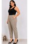 Women's Stretchy Crepe Fabric Double Leg Elastic Waist Mink Trousers - 5
