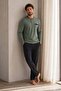 Men's Long Sleeve 100% Cotton Pajama Set Khaki - 3