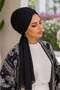 وشاح شيفون أسود مزين بالكشكشة - 2