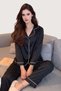 Women's Satin Piping & Long Sleeve Pajama Set - Stylish Home Wear with Special Box - 2