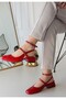 Red Patent Leather Women's Heeled Arched Shoes - 3