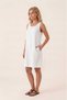 White 100% Cotton Muslin Fabric Pocketed Knee-Length Women's Dress |   Sweat-Proof Comfortable Cut Sleeveless Tiril Tiril Summer Vacation Dress - 7