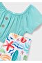 Girl's Floral Pants Set Blue - 3
