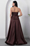 Strapless Neckline Rhinestone Straps Ruffle Satin Dress Drp582 - 8