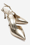 Siena Women's Stiletto Pointed Toe Open Back Strap Heeled Shoes Gold