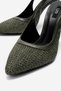 Women's Green Straw Weave Detailed Slingback 9 Cm. Thin High Heel Shoes Stiletto - 3