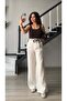 White Belted Raw Linen Trousers - 3