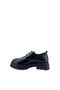 257004 Genuine Leather Women's Loafer Shoes Black Lace-Up Thick Sole - 4