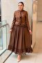 Patterned Ruffled Jacket Skirt Evening Dress Set