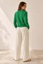Green V-Neck 100% Organic Cotton Buttoned Women's Knitwear Cardigan - 6