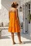 Orange Skirt Ruffled Adjustable Strap Casual Viscose Standard Woven Dress 95 64 - 6