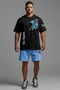 Men's Oversize Floral Printed 100% Cotton Crew Neck T-Shirt Shorts Summer Set - 2
