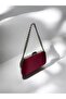 Burgundy Satin Chain Strap Shoulder Evening Dress Bag