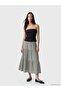 Lcwaikiki Classic Navy Blue Plaid Layered Skirt with Elastic Waist