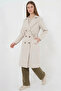 Women's Double-Breasted Collar Belted Printed Back A.Beige Trench Coat - 4