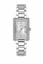 Roman Numeral Stone Detailed Rectangular Case Silver Metal Cord Women's Wristwatch - 2
