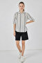 Women's Short Sleeve Striped Viscose Stone Shirt - 3