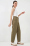 Women's High Waist Cotton Khaki Trousers - 3