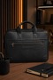 Black Leather Crossbody Laptop & Briefcase Bag 7059