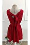 Women's Strappy Double-Breasted Collared Short Janjan Crepe Dress with Bow Detail on the Back - 5